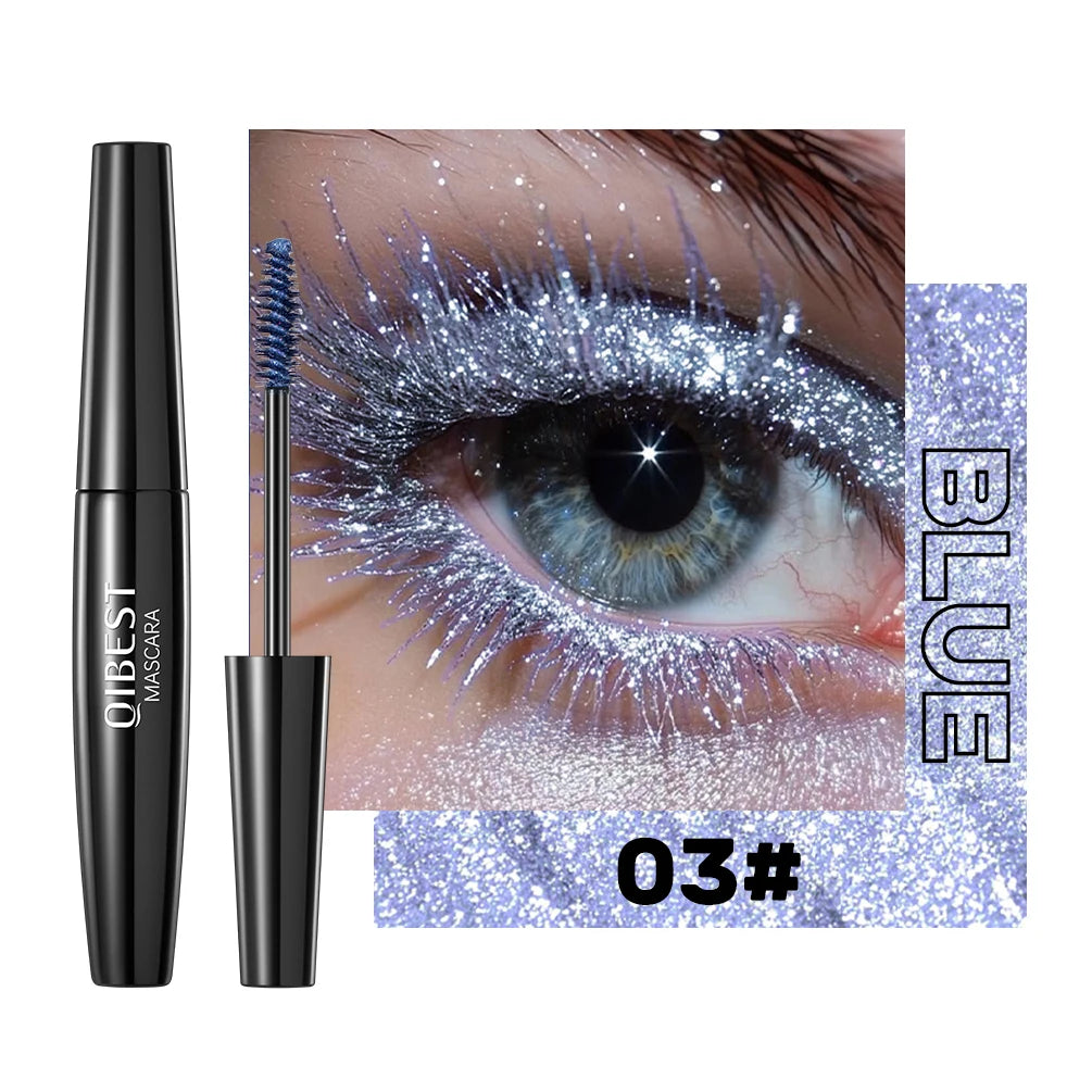 5 Colors Diamond Shimmering Mascara Long Lasting Makeup 3D Volume Eyelashes Curling Glitter Mascara Eye Lash Female Cosmetic HIP 03 Blue