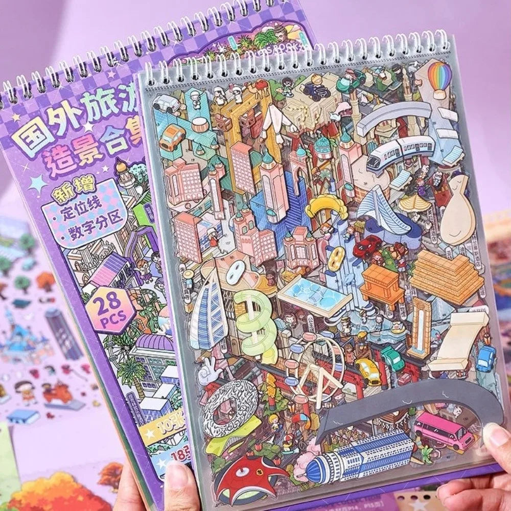 Travel Theme 3D Sticker Book – 10 Themes & 31 Sheets PET 3D Sticker Book HIP