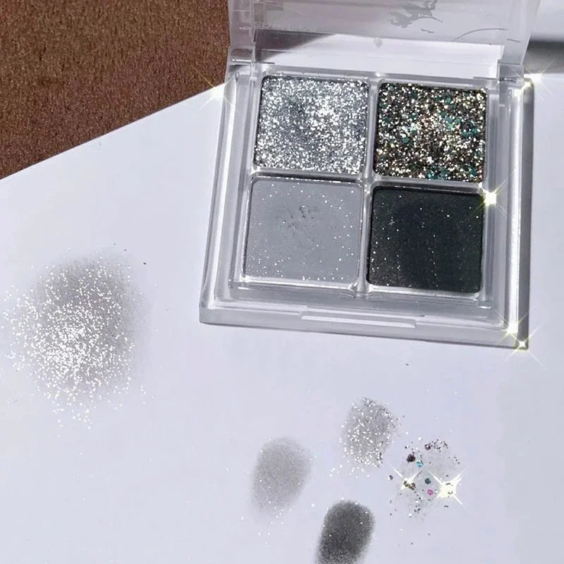 4 Colors Cool Toned Dark Eyeshadow Palette Black Smokey Palette Matte Glitter Waterproof Diablo Shimmer Nude Eye Pigment Makeup HIP