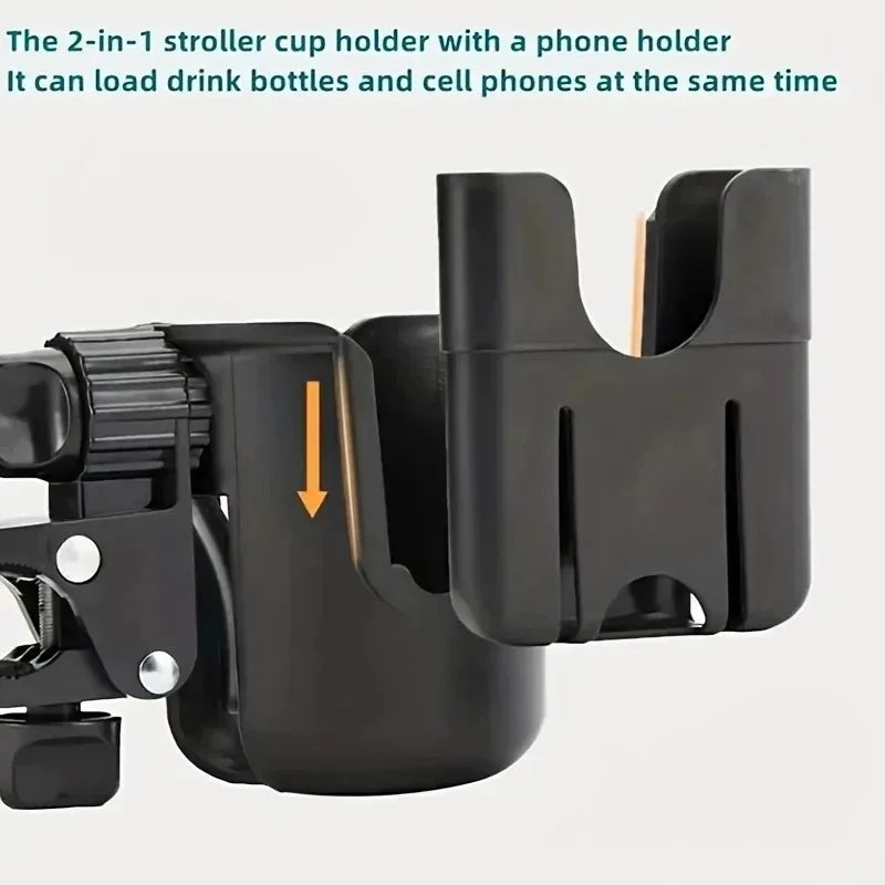 360° Rotating Phone & Cup Holder for Baby Stroller | Adjustable Stroller Cup Holder HIP
