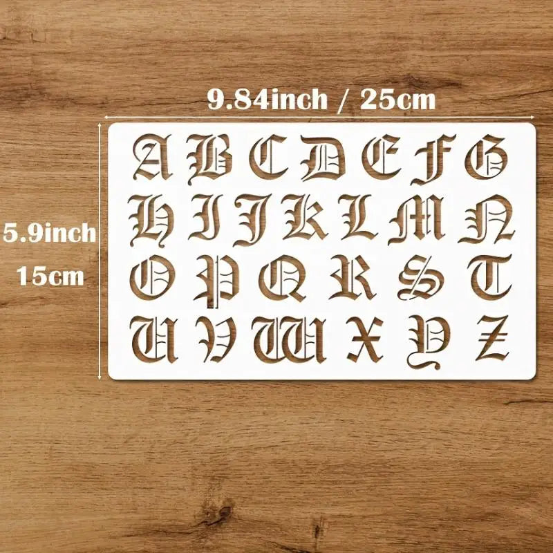 6-Pack Gothic Calligraphy Stencils – Old English Letter & Number Craft Stencil Set HIP 6PCS