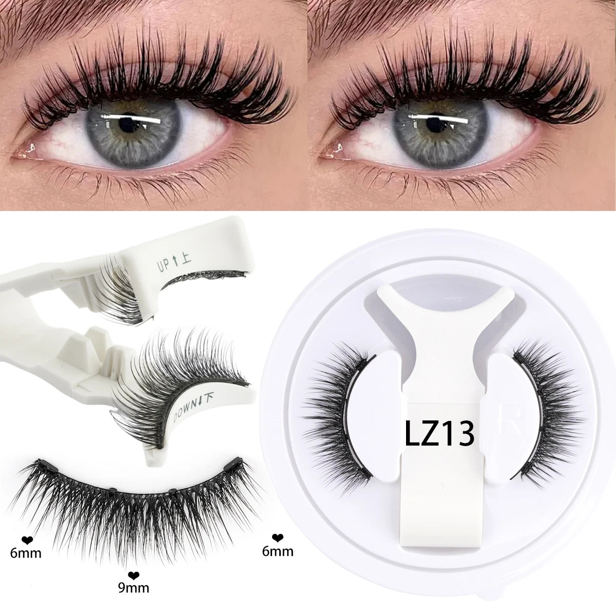 Hot Magnetic Eyelashes Set 1 Pair Reusable No Glue Needed False Eyelashes with Magnetic Tweezers Curly Faux Lashes Makeup Tool HIP 1Pair LZ13