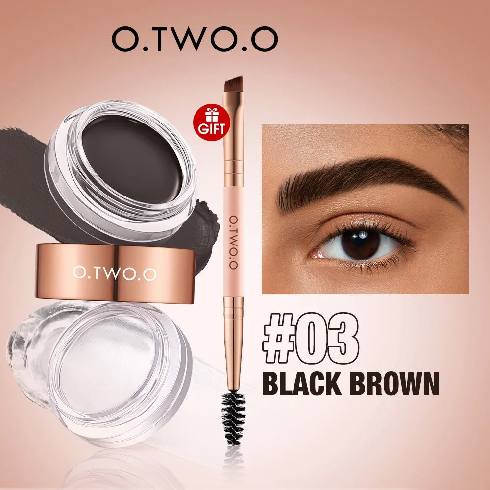 O.TWO.O 2-in-1 Waterproof Eyebrow Pomade & Brow Gel Wax Eyebrow Pomade HIP 03 BLACK BROWN