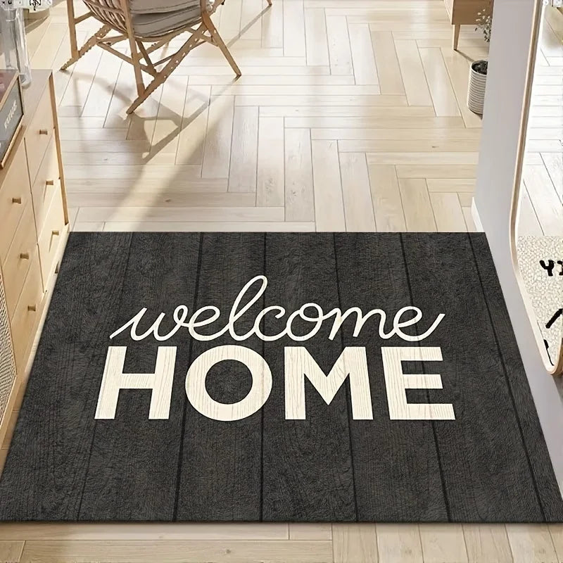 Wood Pattern Welcome Doormat – Non-Slip Washable Entry Rug Entry Floor Mat HIP 1 40x60cm-Felt