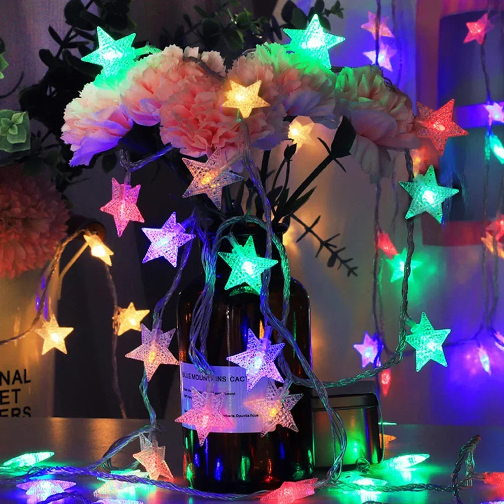1.5m/3m LED Star String Lights Christmas Garland Battery USB Powered Wedding Party Curtain String Fairy Lamps For Home HIP