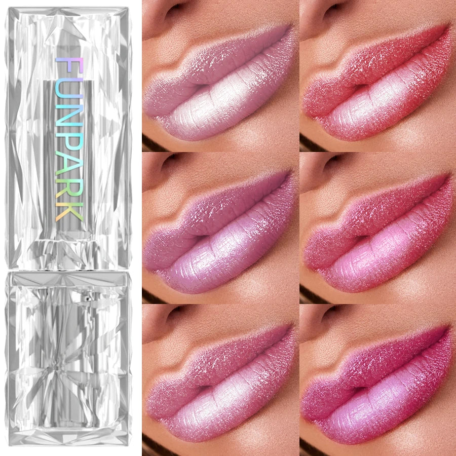 7 Colors Sparkling Metallic Finish Lipstick Hydrating Red Pink Glitter Lip Tint Shine Lip Color Highly Pigmented Lip Makeup Gift HIP