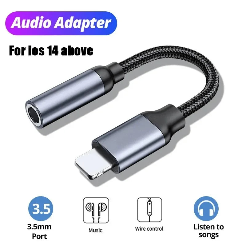 Lightning to 3.5mm AUX Headphone Adapter for iPhone Audio Cable Adapter HIP Adapter for iPhone