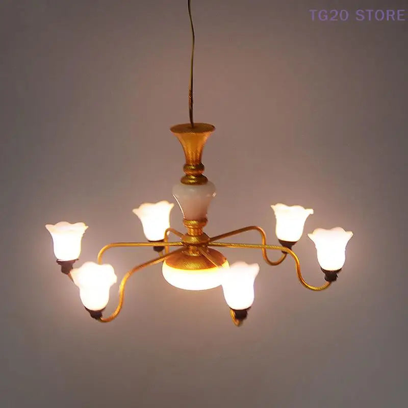 Miniature LED Ceiling Chandelier – Dollhouse Lamp 3V Dollhouse Miniature Lamp HIP