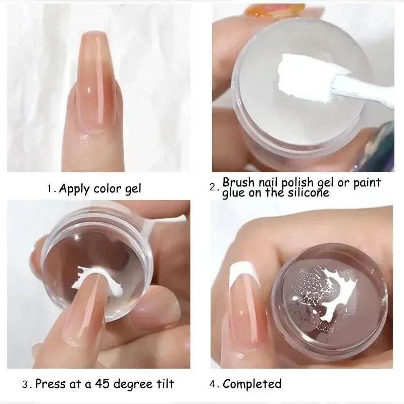 Transparent Silicone Nail Stamper & Scraper Kit | HIP Nail Stamping Kit HIP