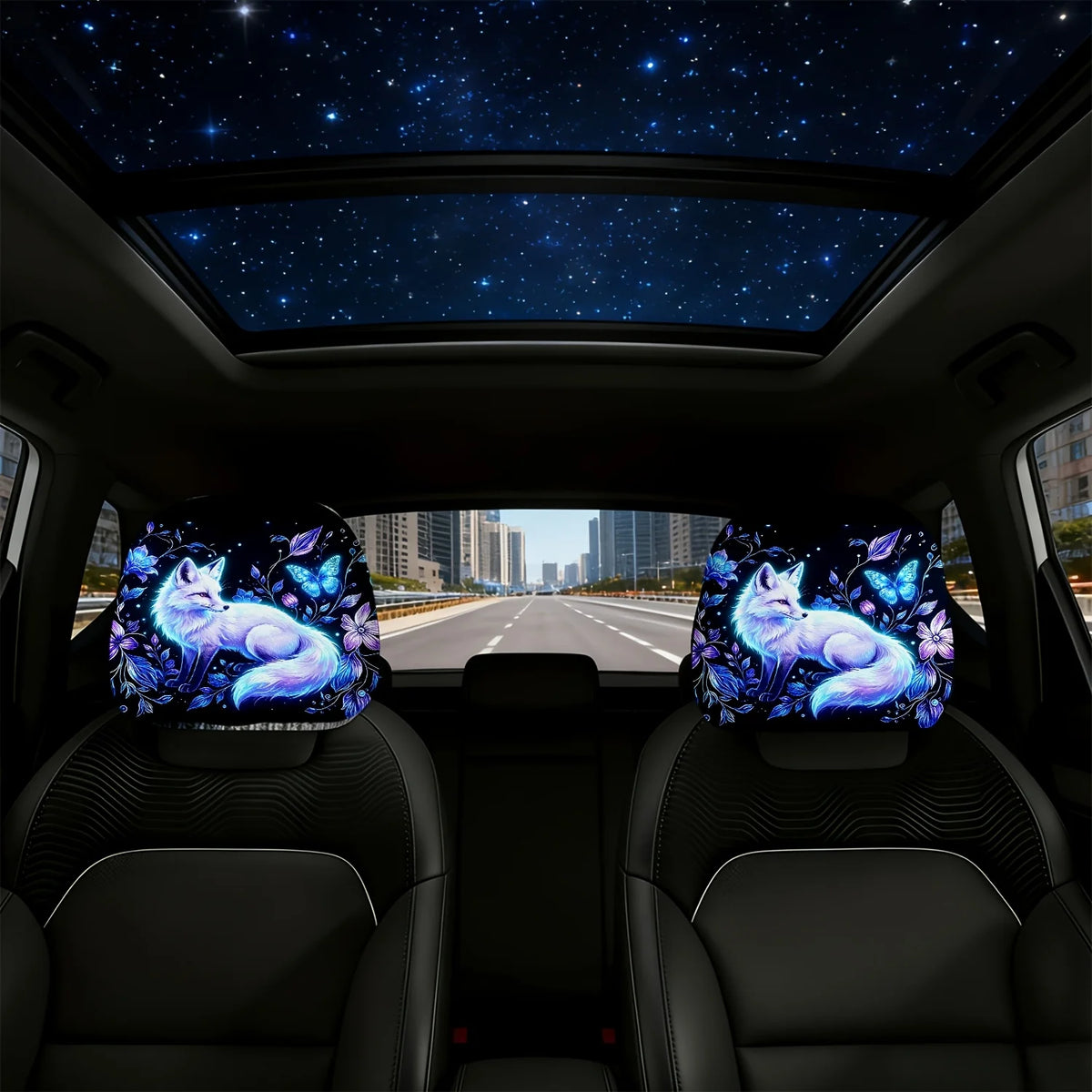2-Pack Fox Floral Car Seat Headrest Covers – Washable Car Headrest Cover HIP