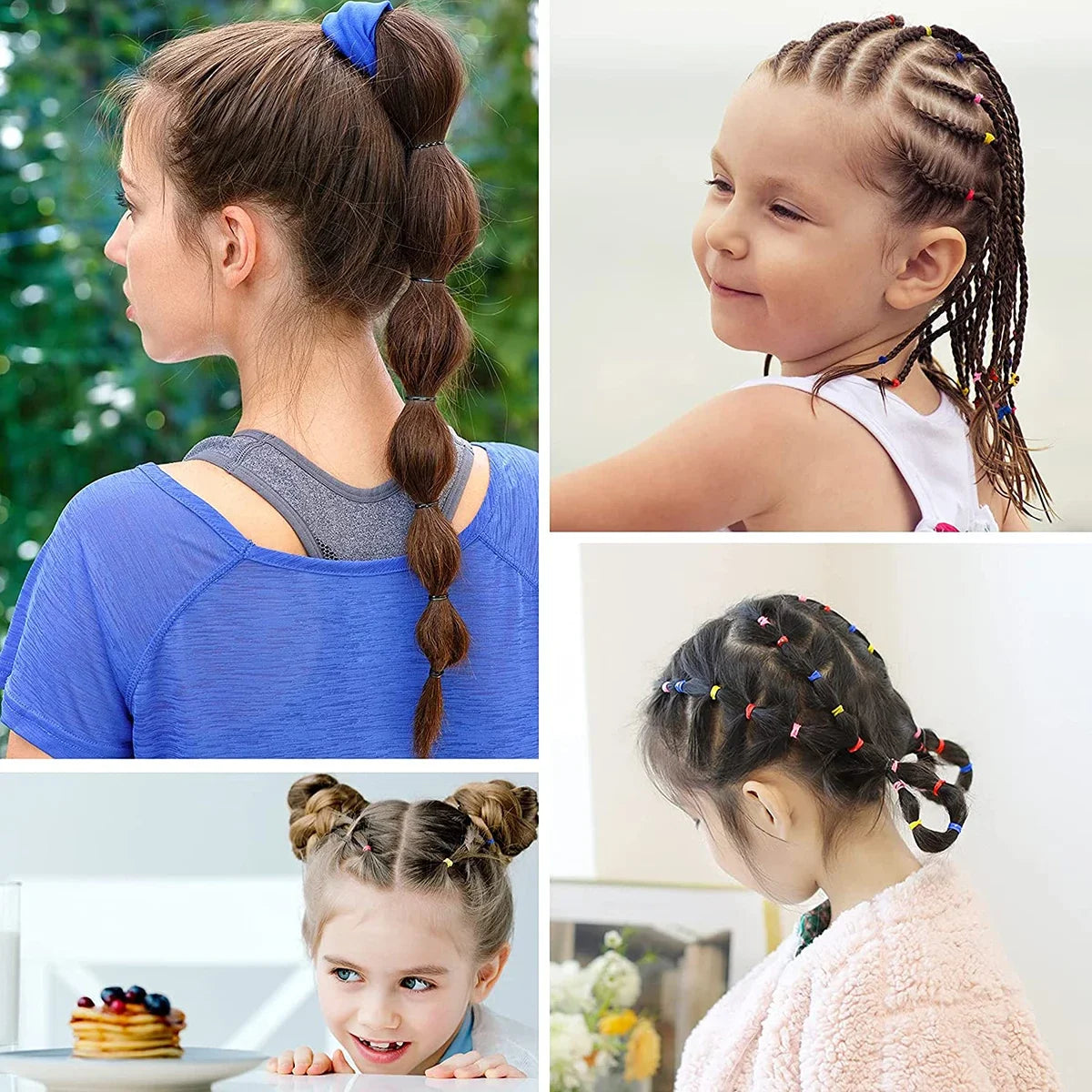 1000-Pc Colorful Mini Elastic Hair Ties for Girls & Kids Kids Hair Ties HIP