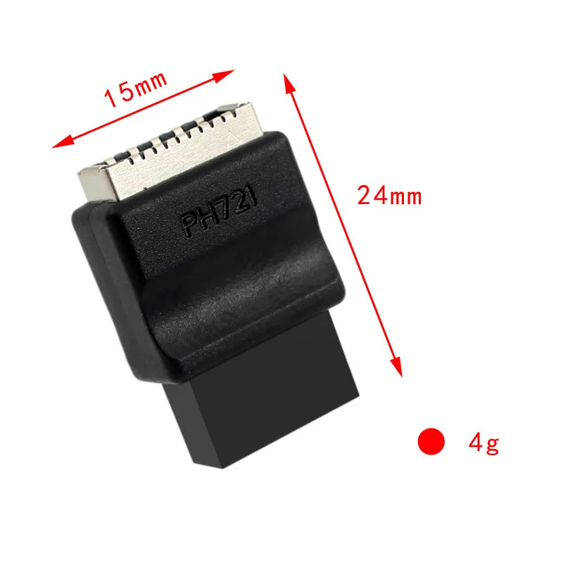 USB 2.0 9-Pin to Type-E Key-A Front Panel Adapter | OULLX USB Header Adapter HIP As Photo