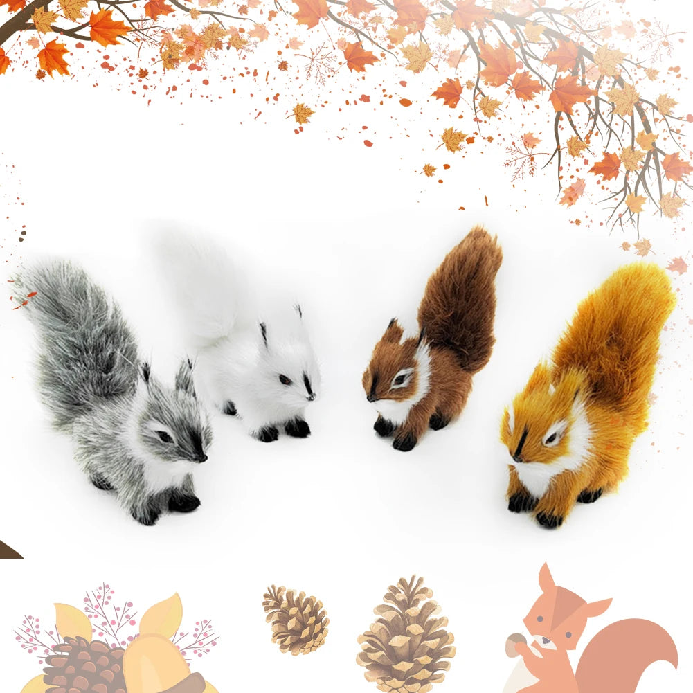 Mini Simulation Squirrel Plush Animal Ornament Christmas Table Decorations Children Birthday Gift Cute Squirrel Miniatures Craft HIP