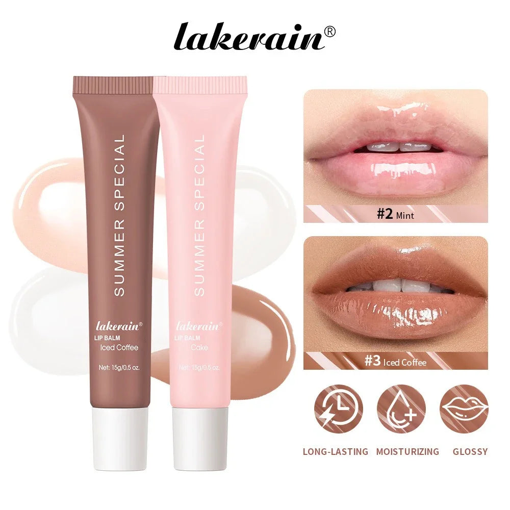 Deep Moisturizing Lip Balm Lip Gloss Long-lasting Liquid Lipstick Transparent Coffee Color Nourishing Reduce Lip Lines Lips Care HIP