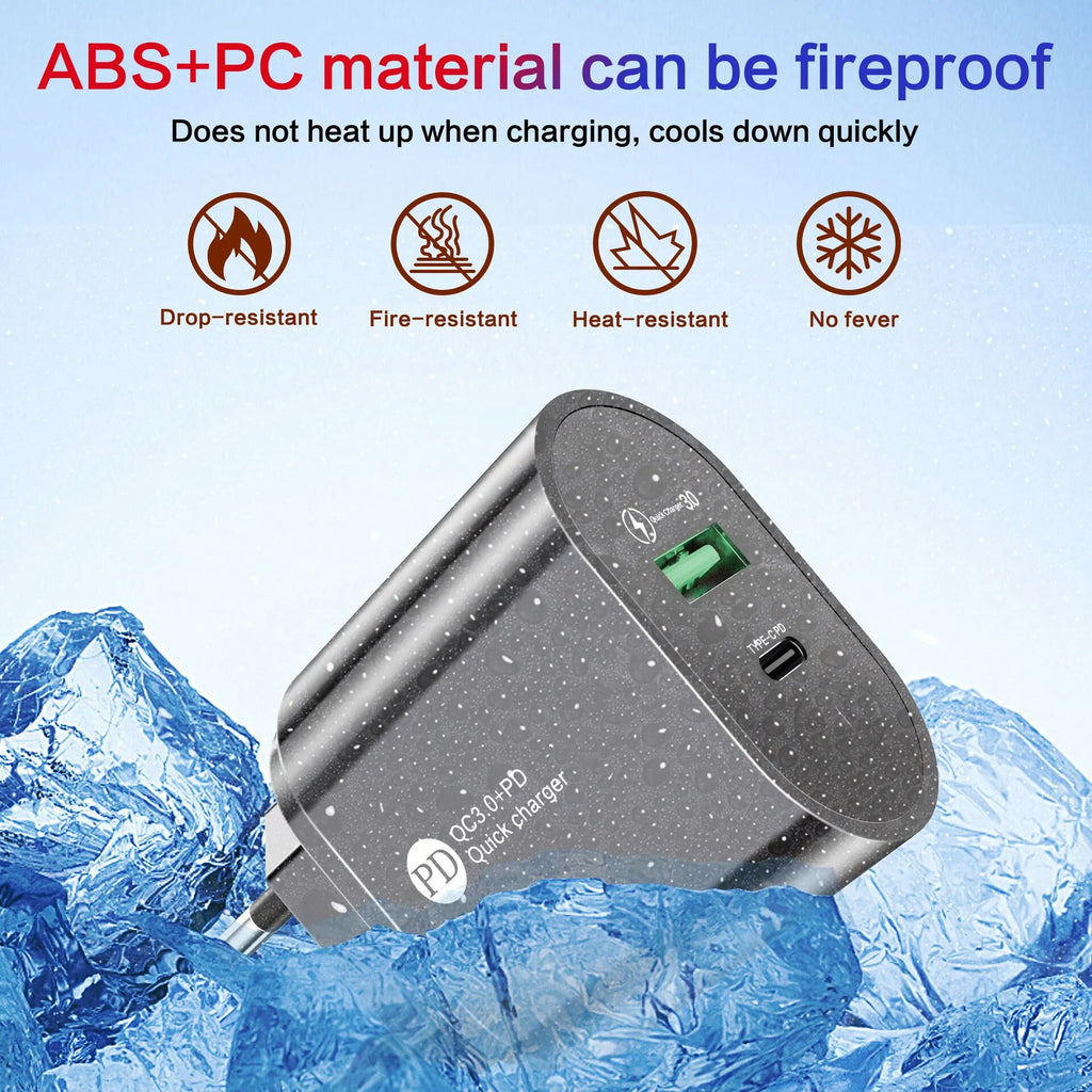 36W PD USB-C Fast Wall Charger | Quick Charge 3.0 Adapter USB Wall Charger HIP