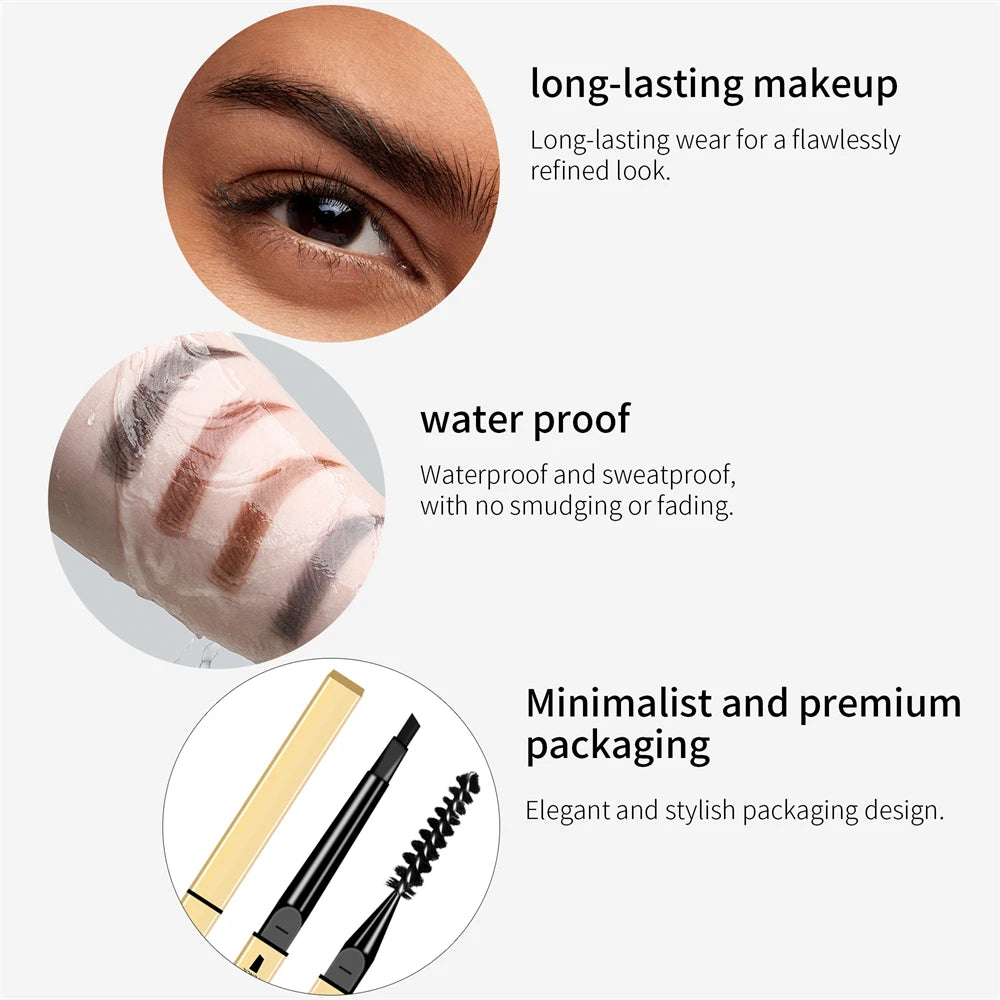 2 In 1 Deluxe Golden Strip Eyebrow Pencil Long-Lasting Waterproof for Precise Application Line Color Delicate Makeup HIP