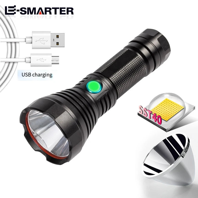 ESMARTER SST-40 LED Rechargeable Tactical Camping Flashlight Tactical Flashlight HIP