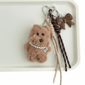 Plush Dog Bag Charm Keychain Pendant – Coffee & White Plush Bag Charm HIP Coffee