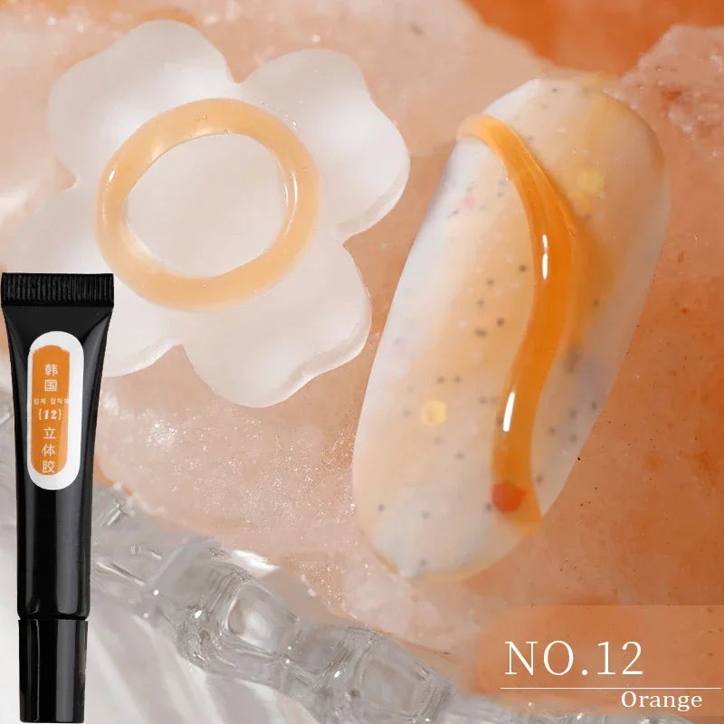 Nail Art Decorations Gel PVC Hose Modeling Phototherapy UV Nail Polish Glue INS Transparent Gummy Carving Jelly 5D Nail Art Gum HIP 12