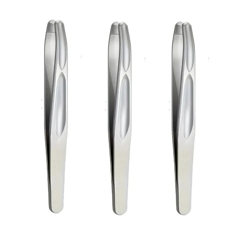 Round-Tip Stainless Steel Tweezers – Eyebrow & Facial Hair Eyebrow Tweezers HIP C519-Silvery 3pcs