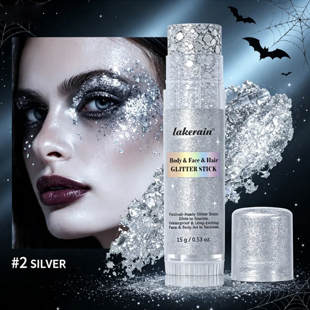 Glitter Gel Stick Sparkling Sequins Eyeshadow White Pearl Pink High Gloss Shine Face Body Paint for Halloween Party Stage Makeup HIP color 2