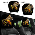 2-Pack Bee Print Car Seat Headrest Covers – Washable & Durable Car Headrest Cover HIP black