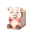Hand-Carved Wooden Animal Glasses & Pen Holder Stand Wooden Desk Organizer HIP piglet