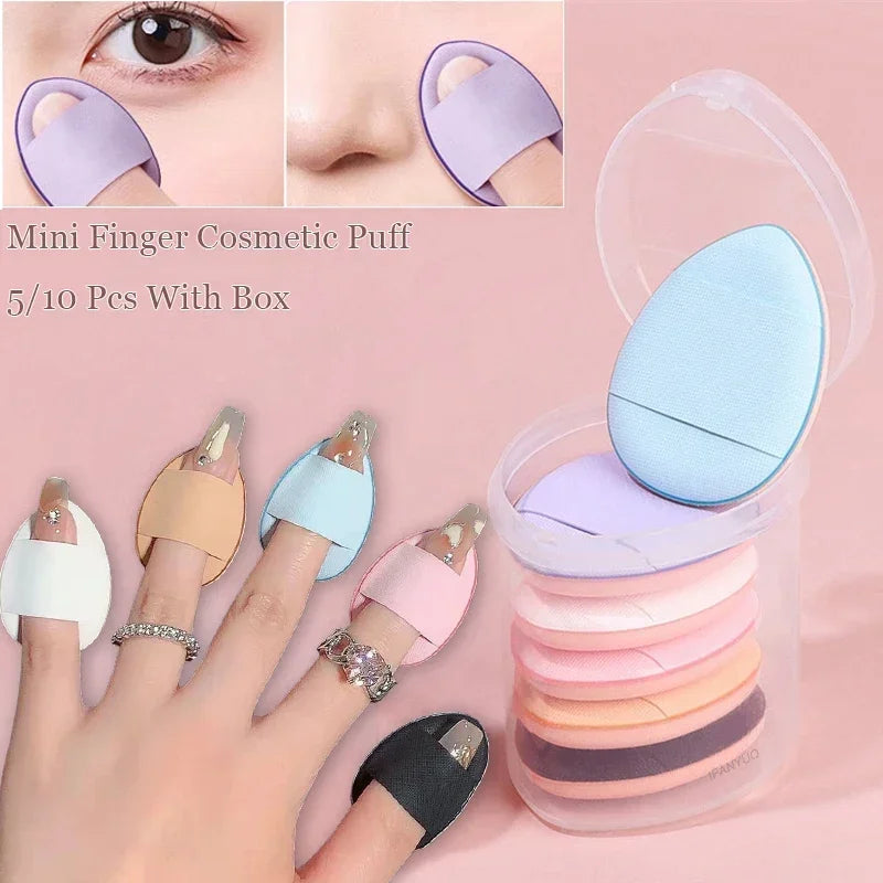 3/10pcs Mini Size Professional Cosmetic Cushion Puff Concealer Foundation Detail Puff Finger Puff Set Makeup Sponge Beauty Tool HIP