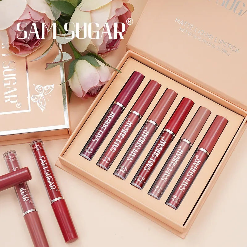 SAM SUGAR 6-Pc Matte Liquid Lipstick Set – Waterproof & Long Lasting Matte Liquid Lipstick Set HIP