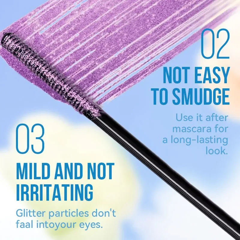 Sparkling Gold Diamond Mascara Glitter Pearlescent Small Metal Bar Waterproof Fast Dry Eyelash Curl Extension Christmas Makeup HIP