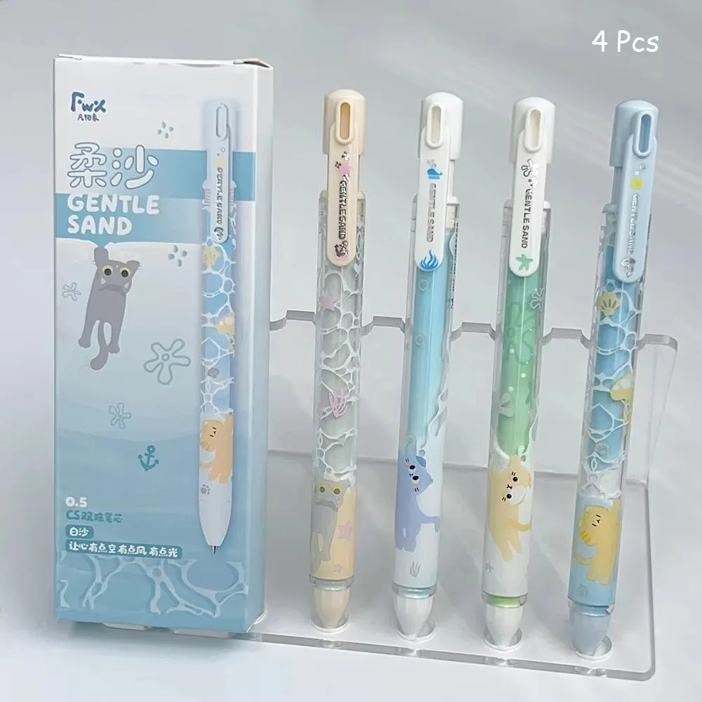 4-Pack Ocean Cat Gel Pens 0.5mm Quick-Dry School & Office Gel Pen Set HIP Ocean and Cat