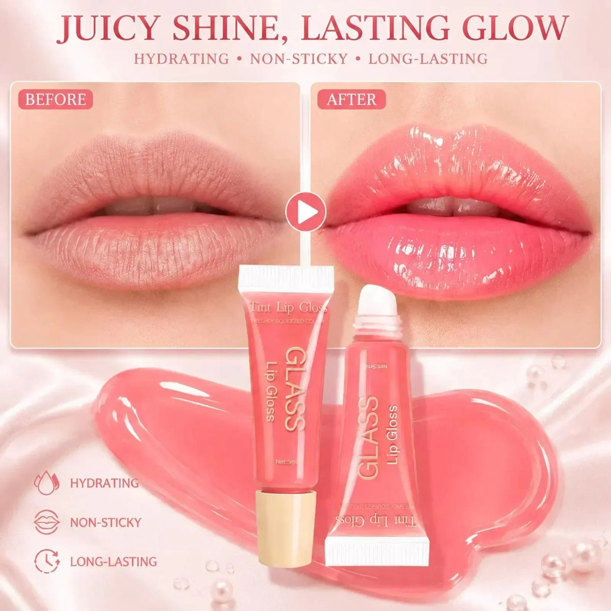 JUJU Dream Mirror Lip Gloss – Hydrating, Plumping & High Shine Mirror Lip Gloss HIP