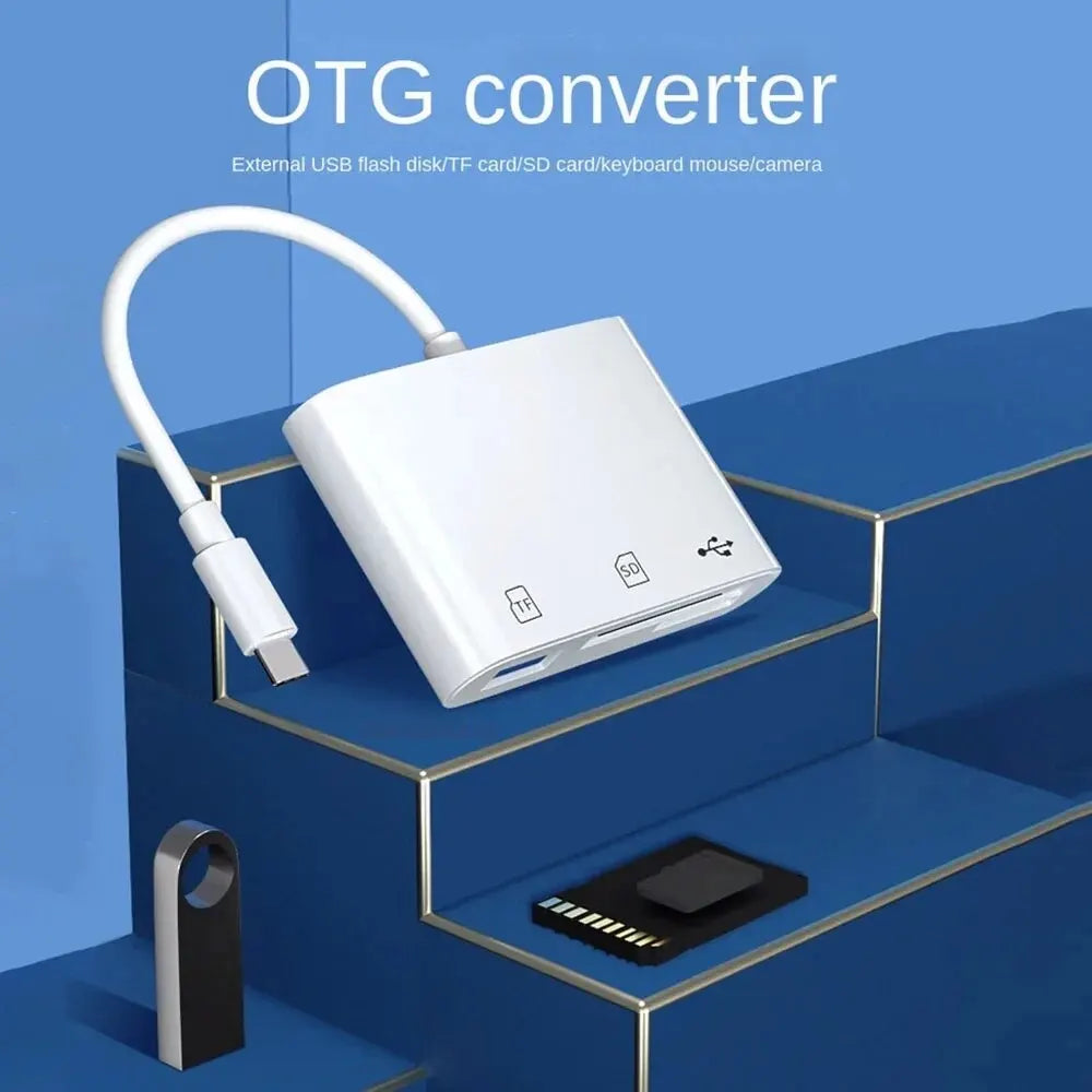 3-in-1 USB-C Memory Card Reader – SD, TF & CF Adapter Memory Card Reader HIP