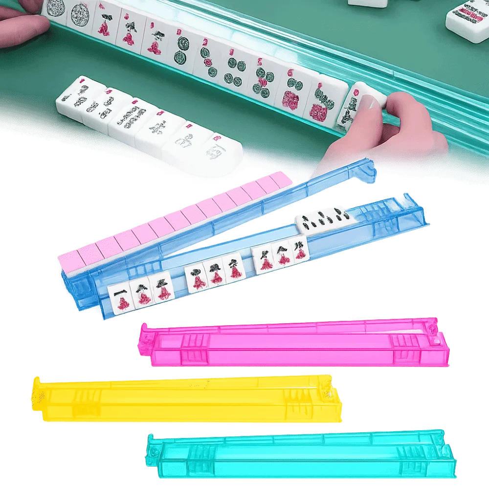 Crystal Clear Non-Slip Mahjong Tile Rack with Pusher Ruler Mahjong Tile Rack HIP