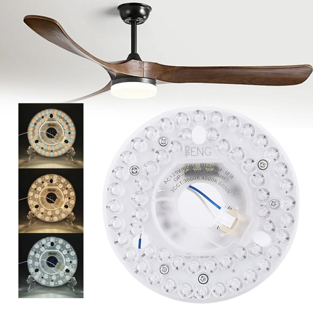 Ceiling Light Replacement Panel Memory Function Ceiling Fan LED Light 3CCT 3000K 4000K 6000K Aluminum PC for Home HIP