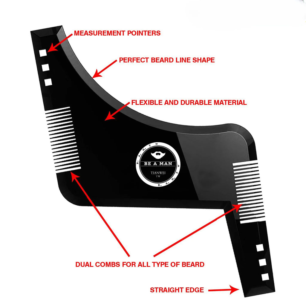 1PC Men Beard Styling Template Stencil Beard Comb for Men Lightweight and Flexible Fits All-In-One Tool Beard Shaping Tool HIP