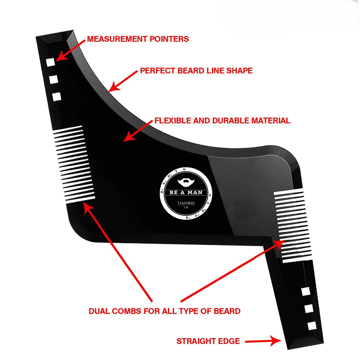 1PC Men Beard Styling Template Stencil Beard Comb for Men Lightweight and Flexible Fits All-In-One Tool Beard Shaping Tool HIP