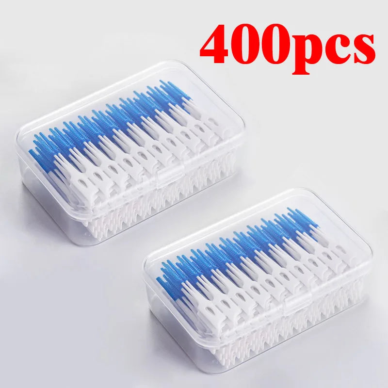 RUZOFO 200/400pc Silicone Interdental Brushes – Oral Care Interdental Brush HIP C623-blue 400pcs