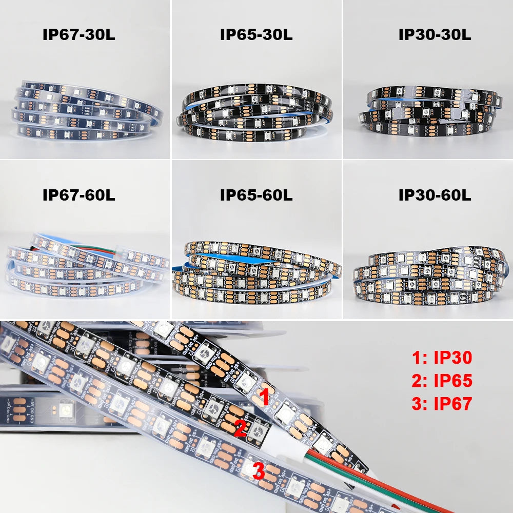 WS2812B RGB LED Strip DC5V Individually Addressable Smart Light Smart LED Strip Light HIP