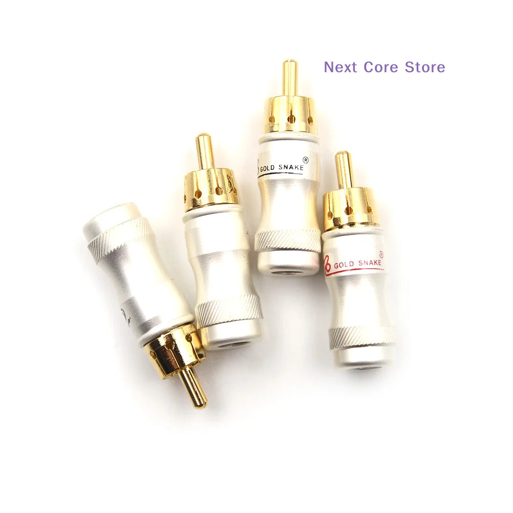 4-Pack Gold-Plated Male Plug HiFi Audio Connector Adapter Audio Connector Adapter HIP