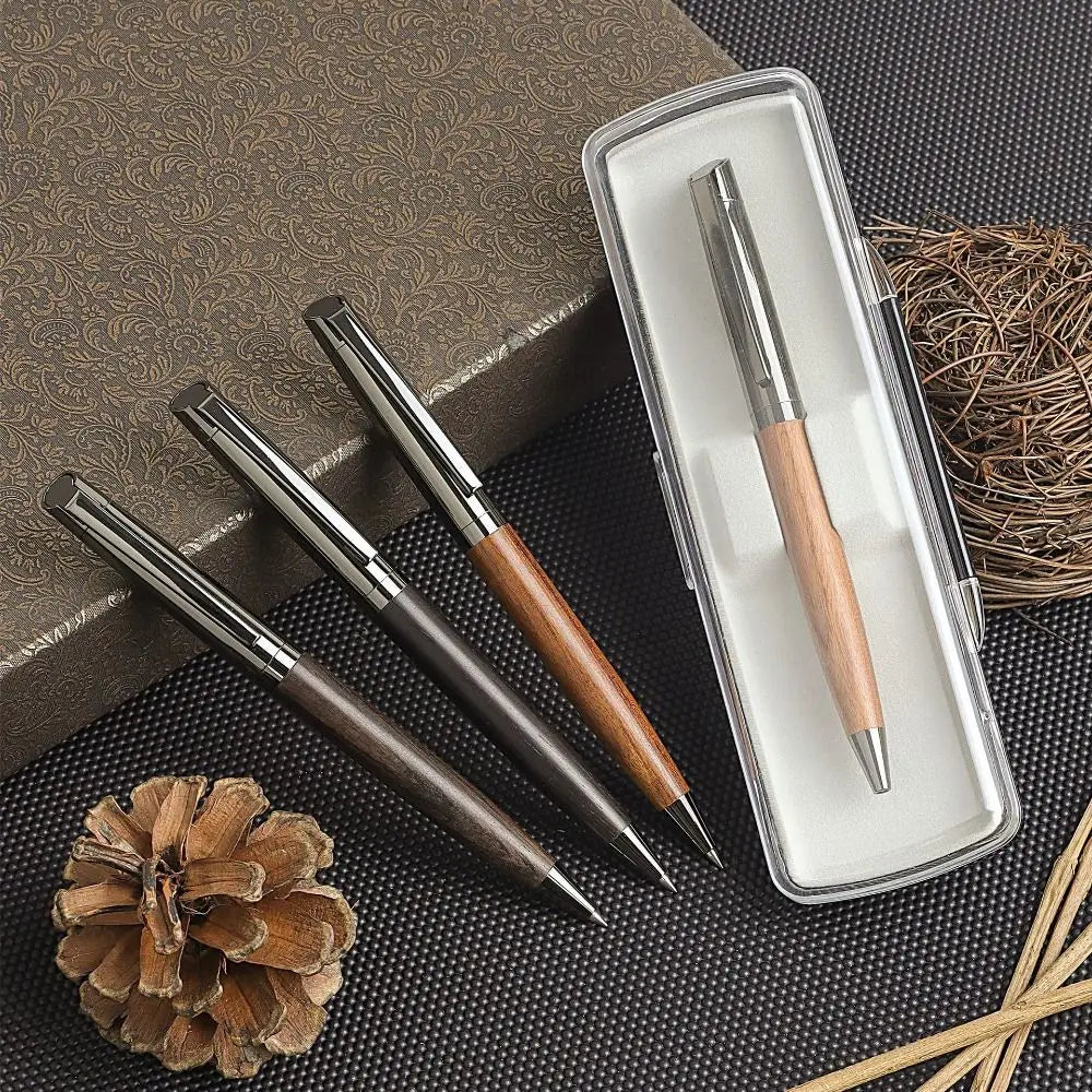 0.5mm Metal Wood Barrel Ballpoint Pen – Smooth Black Ink Metal Ballpoint Pen HIP