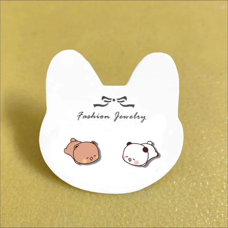 Panda Bubu Cartoon Silver Needle Ear Studs – Cute Gift Cartoon Ear Studs HIP E