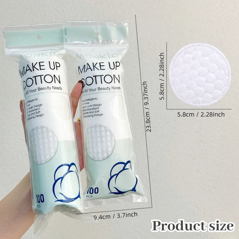 Double-Sided Round Cotton Pads – Makeup Removal | 100/200 Pcs Facial Cotton Pads HIP