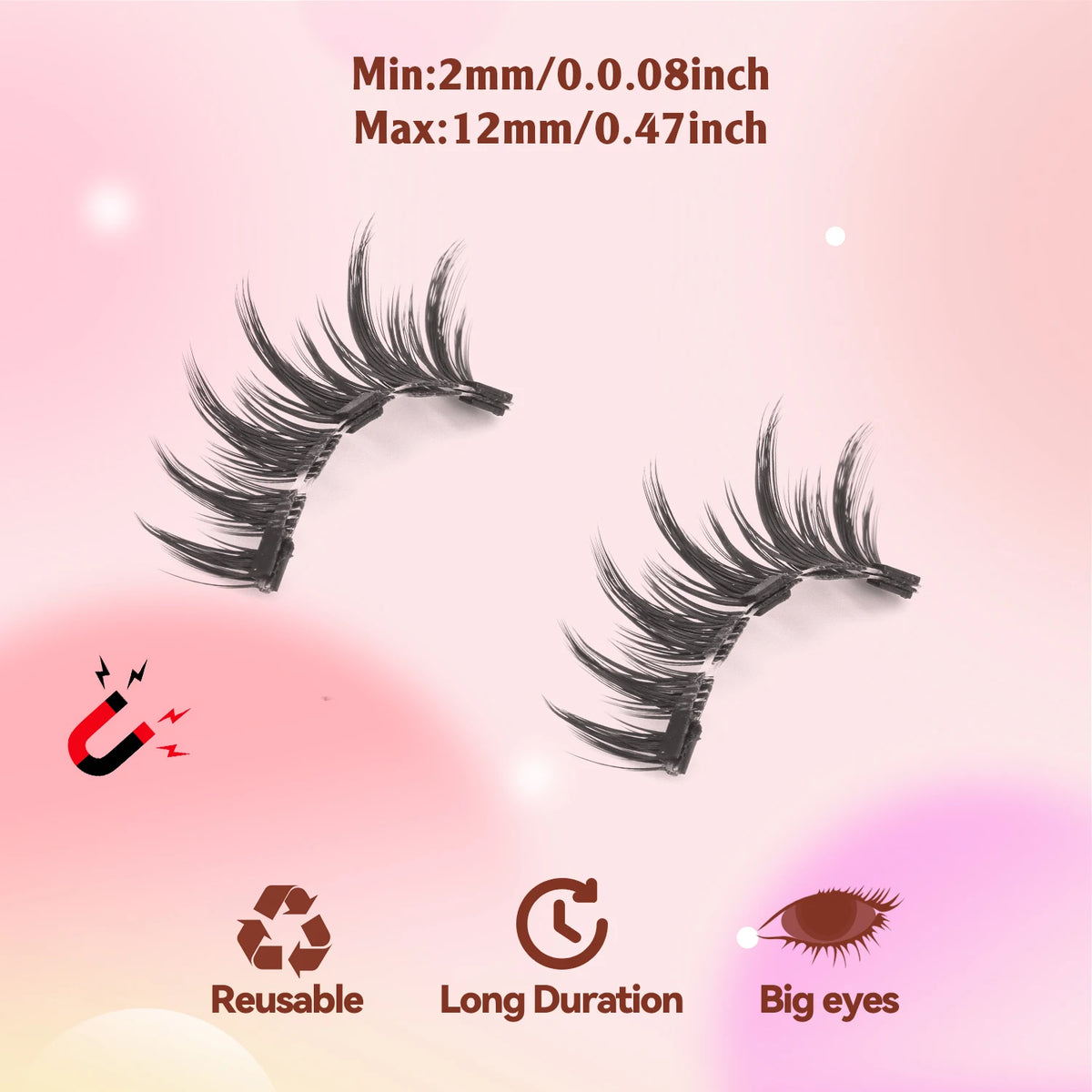 1 Pair, Magnetic Eyelashes, Anime Style, Magnetic Eyelash Set, Reusable, No Glue Needed, Suitable for Sensitive Eyes, Comic-Like Look, Moisturizing Effect, Suitable for Daily Makeup HIP