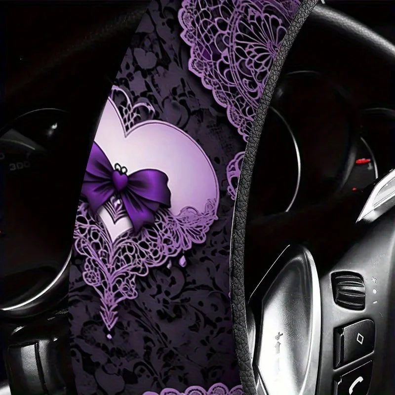 Purple Bow & Lace Steering Wheel Cover – Anti-Slip Steering Wheel Cover HIP