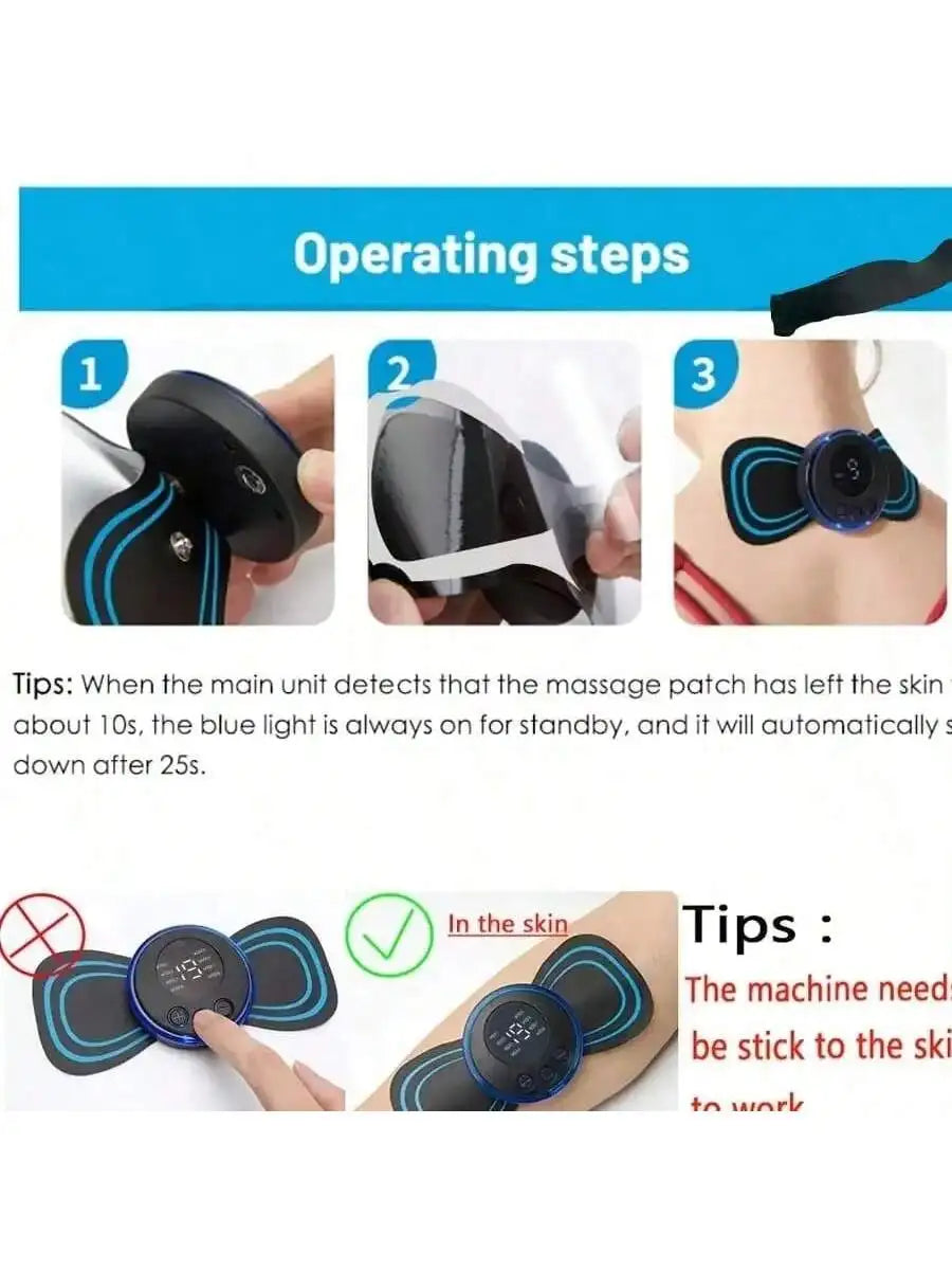 Electric EMS Neck & Back Massager – Portable Rechargeable Gel Pad EMS Neck Massager HIP