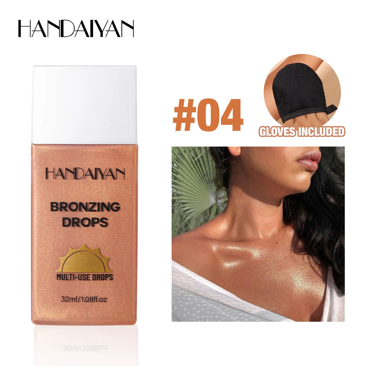Handaiyan Liquid Bronzer Matte Tanning Cream – Waterproof 32ml Liquid Body Bronzer HIP 04