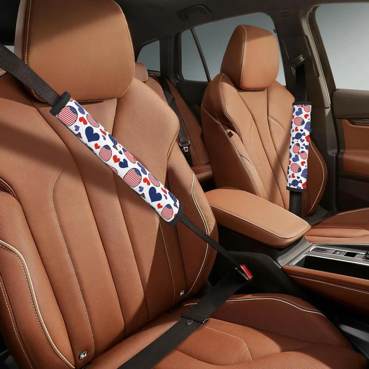 American Flag Neoprene Seat Belt Covers 2-Pack – Universal Fit Seat Belt Cover HIP