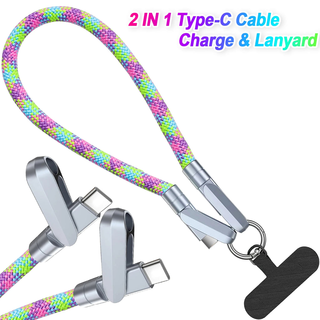 2-in-1 USB-C Fast Charging Cable & Neck Lanyard | 3A Braided USB-C Charging Cable HIP
