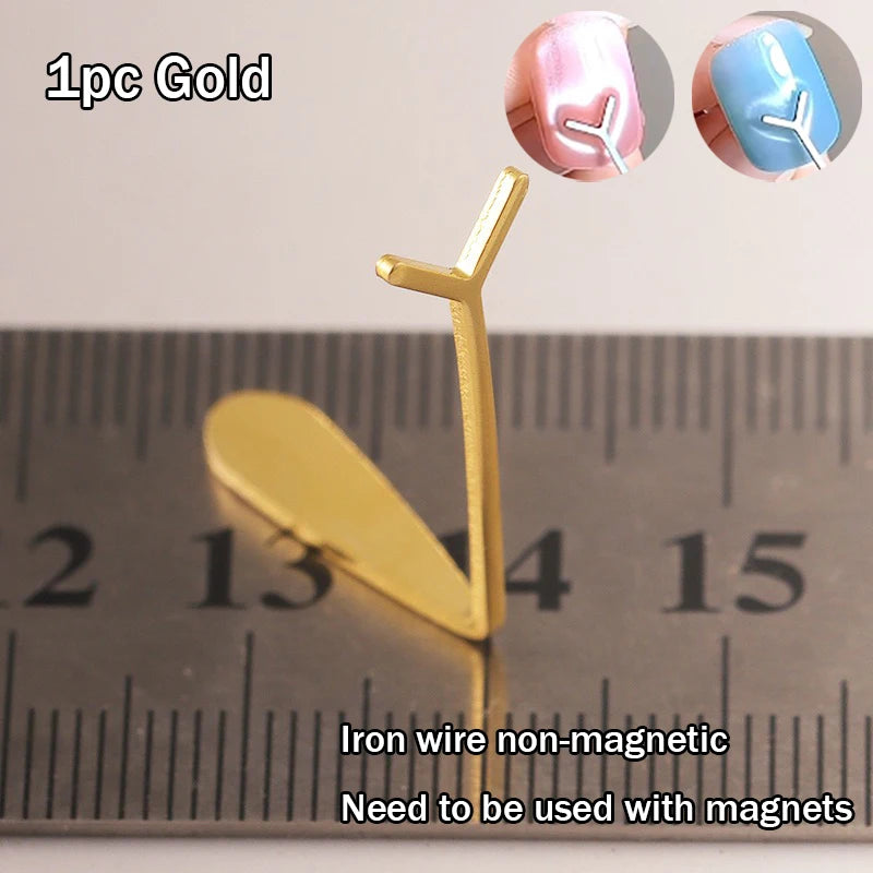 Love Cat's Eye New Nail Tool Special Y-shape Clip Magnet Wire Magnet Stick Bar Combination Magnetic Nail Art Accessories Tools HIP 1pc Gold